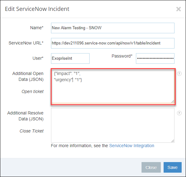 Customize JSON for ServiceNow